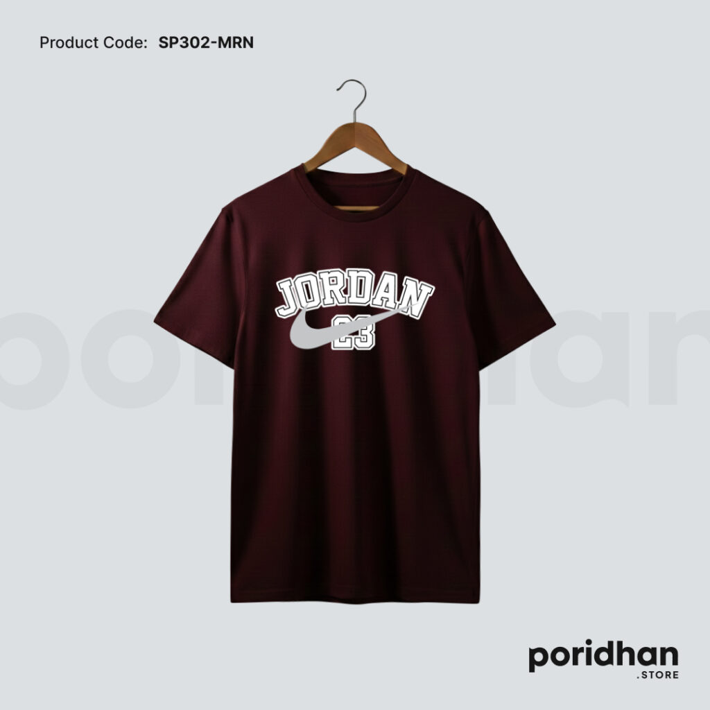 athletic performance tee in maroon color for men by Poridhan Store