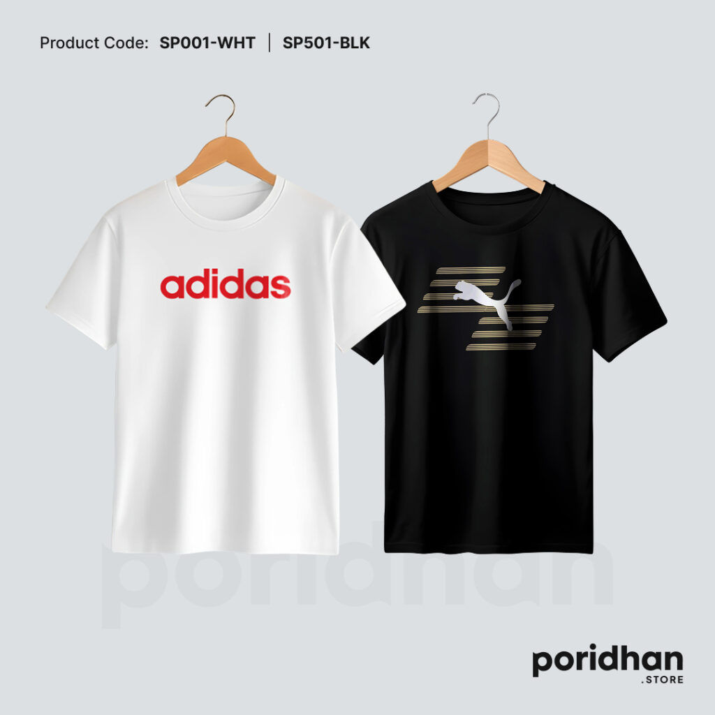 casual street twin tee combo of black and white for men by Poridhan Store