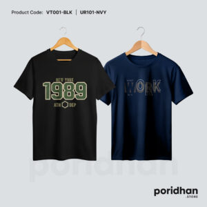 city vibe 2-pack t-shirt set of black and navy blue for men by Poridhan Store