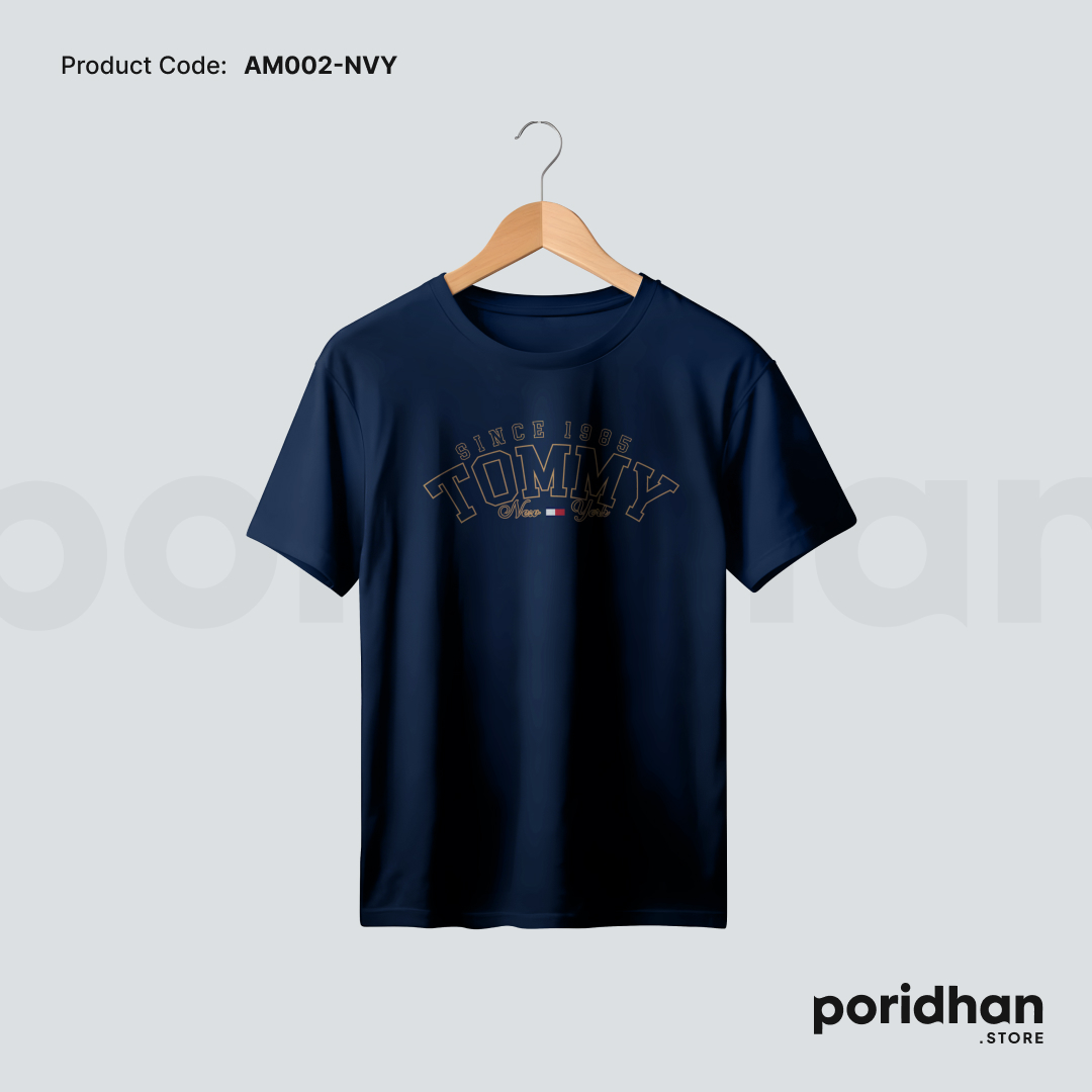 Classic American Fit Tee in navy blue color for men by Poridhan Store