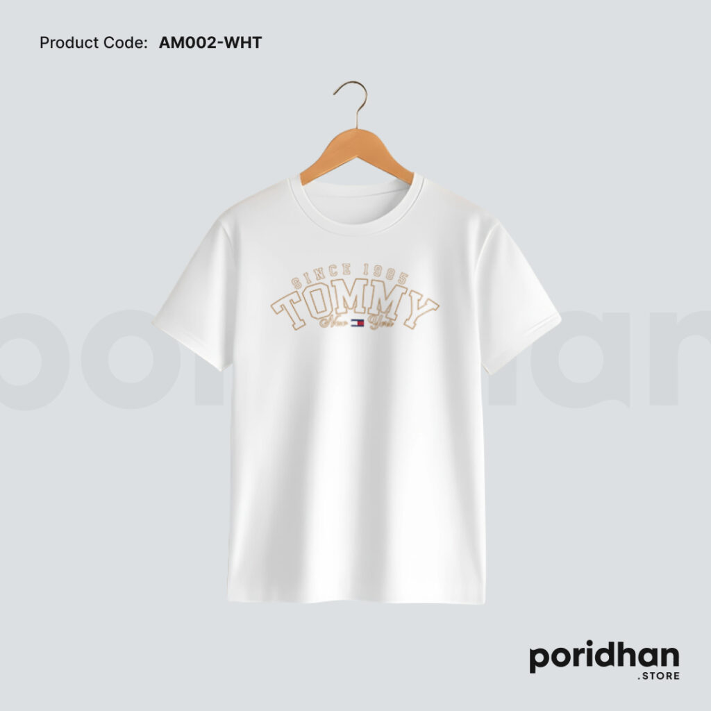 Classic American Fit Tee in white color for men by Poridhan Store