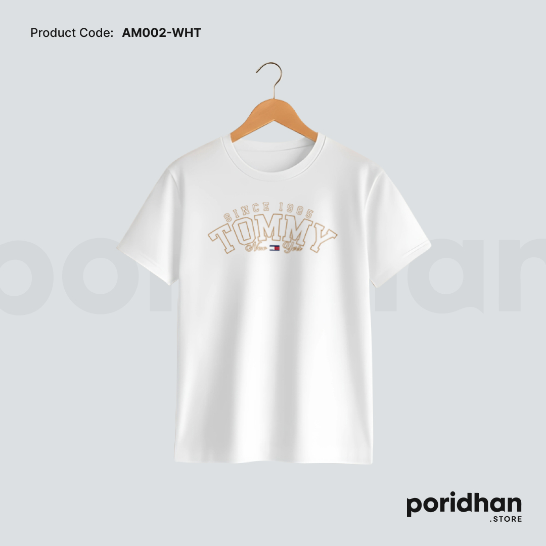 Classic American Fit Tee in white color for men by Poridhan Store