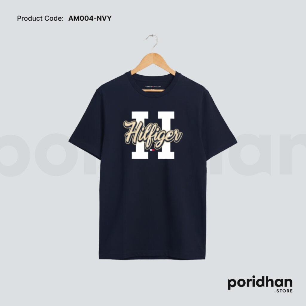 Classic American Streetwear Style Tee in navy blue color for men by Poridhan Store