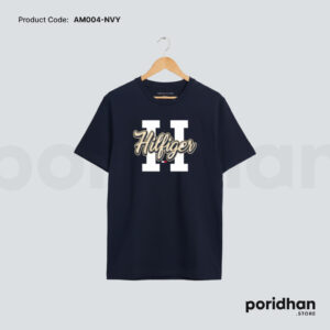 Classic American Streetwear Style Tee in navy blue color for men by Poridhan Store