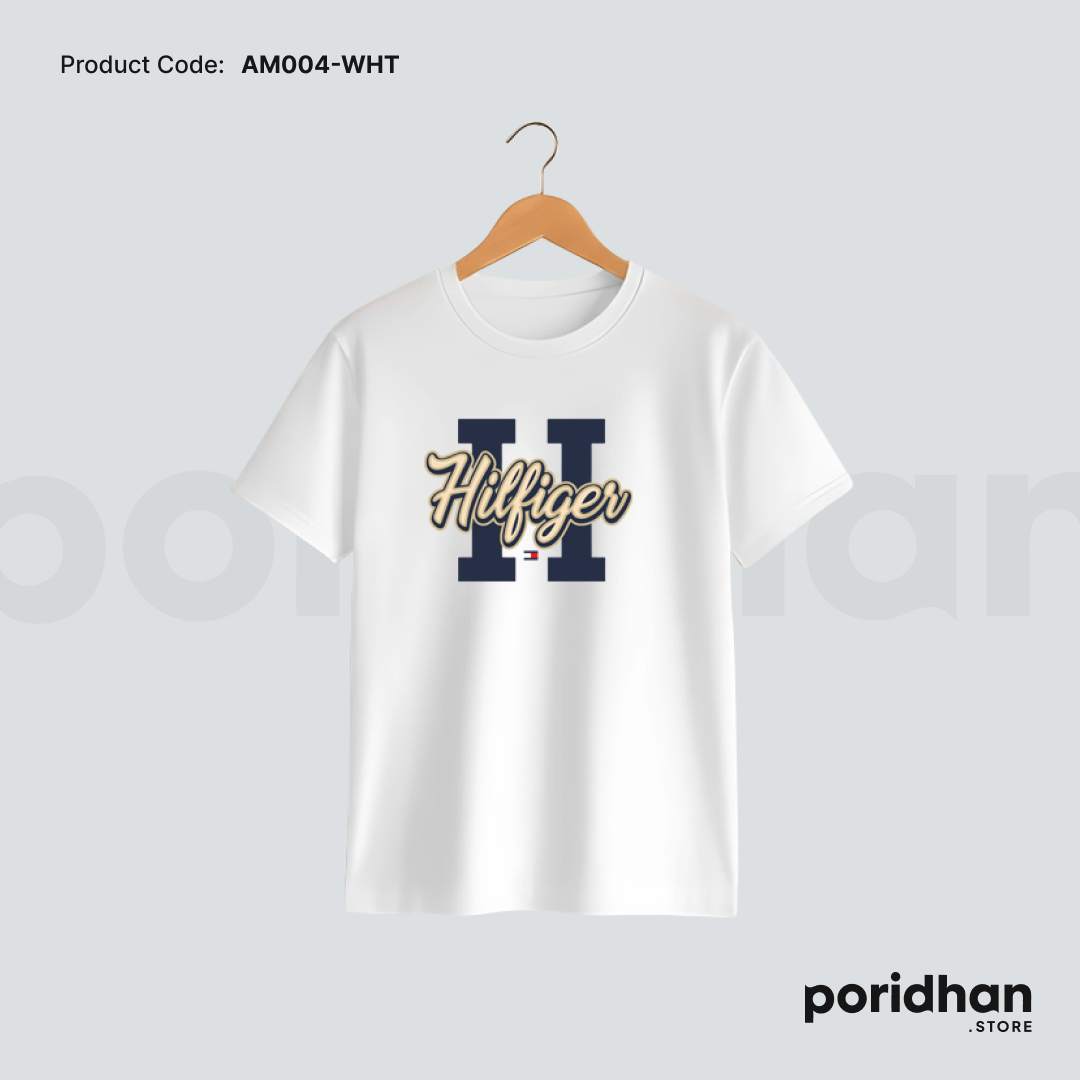 Classic American Streetwear Style Tee in white color for men by Poridhan Store