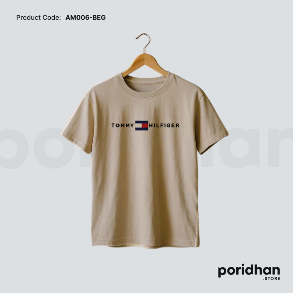 classic clean look t shirt light brown color for men by Poridhan Store