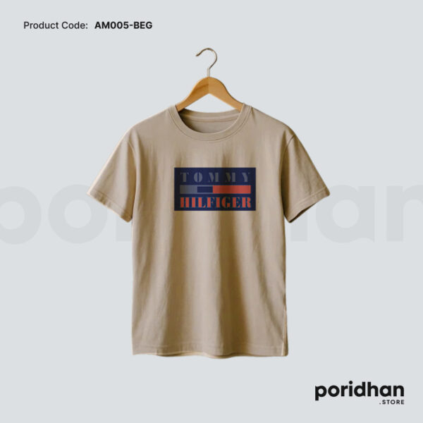 classic denim style premium t shirt light brown color for men by Poridhan Store