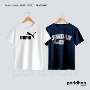 clean look minimal duo combo of white and navy blue for men by Poridhan Store