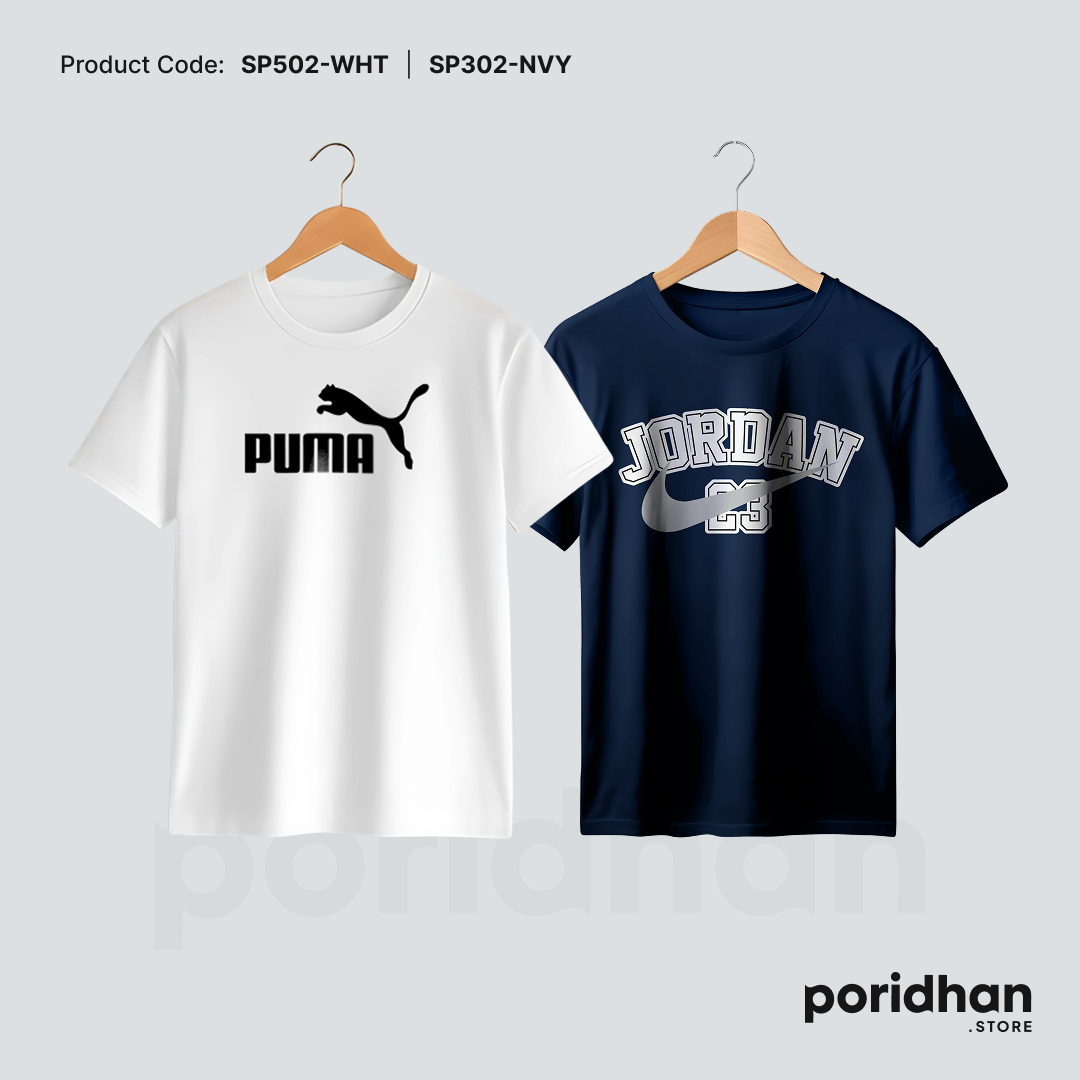 clean look minimal duo combo of white and navy blue for men by Poridhan Store