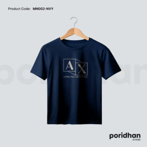 clean minimal fit t shirt in navy blue color for men by Poridhan Store