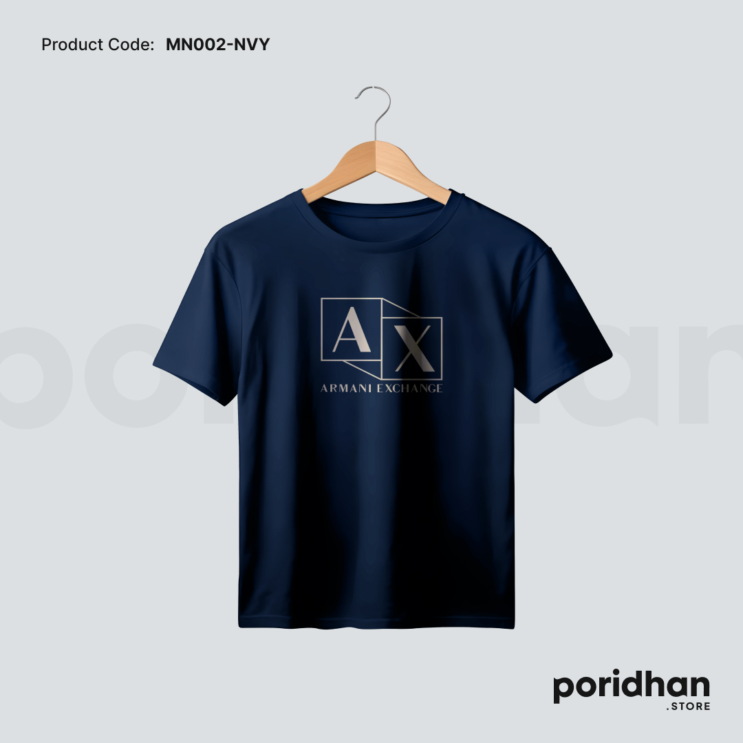 clean minimal fit t shirt in navy blue color for men by Poridhan Store