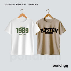 essential wear double pack tee set of light brown and white for men by Poridhan Store