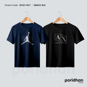 everyday style 2-pack combo tee of black and navy blue for men by Poridhan Store