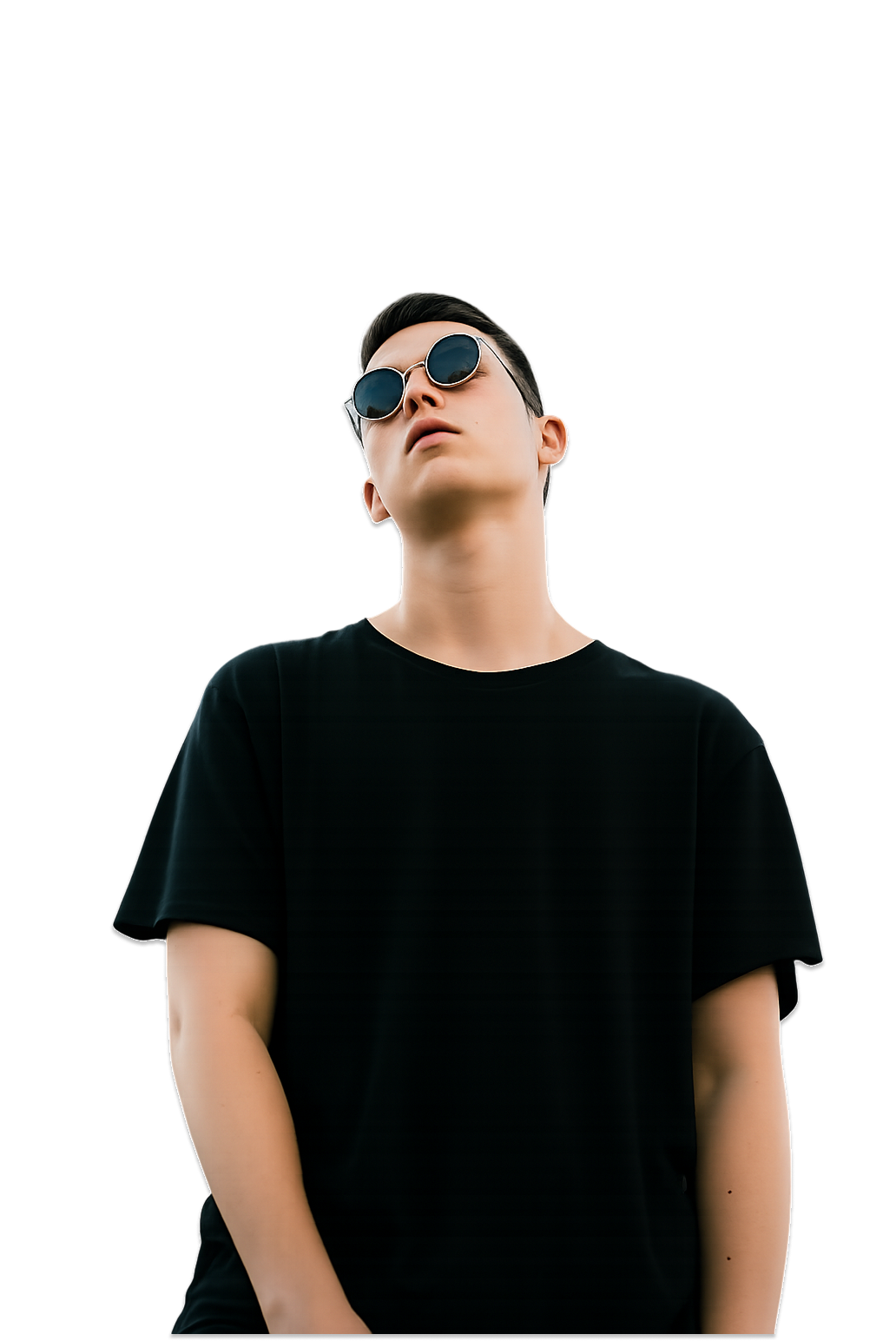 male model wearing a black tshirt