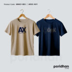luxury feel 2 t-shirt combo of light brown and navy blue for men by Poridhan Store