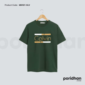 minimal classic comfort tee in dark green color for men by Poridhan Store