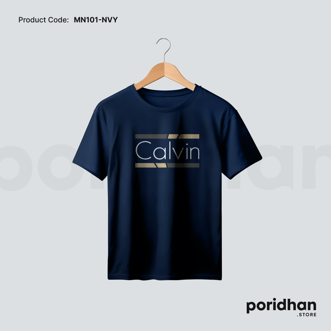 minimal classic comfort tee in navy blue color for men by Poridhan Store