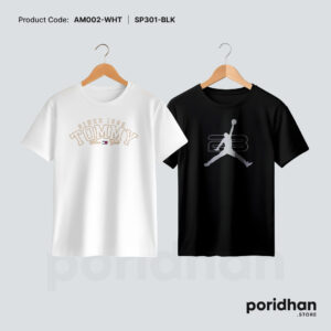 minimal comfort twin pack tee of black and white for men by Poridhan Store