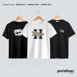 minimal everyday 3-pack t-shirt combo of black and white for men by Poridhan Store