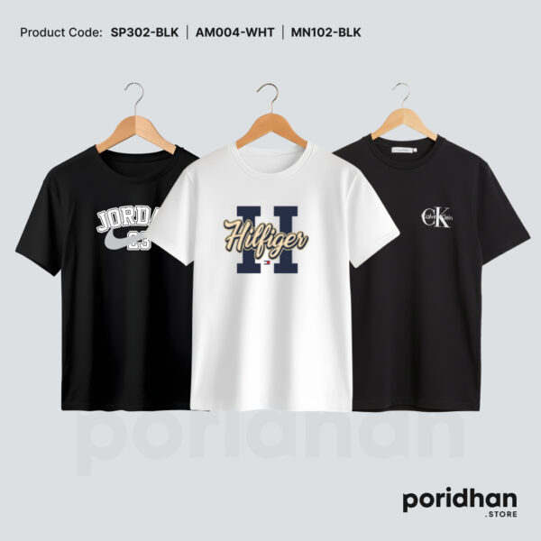minimal everyday 3-pack t-shirt combo of black and white for men by Poridhan Store