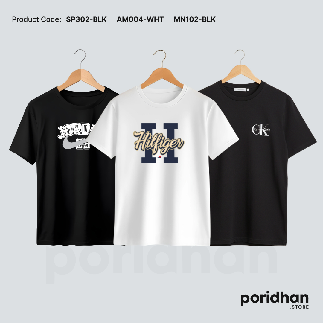 minimal everyday 3-pack t-shirt combo of black and white for men by Poridhan Store