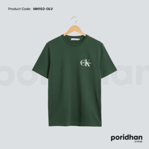 modern minimal basic tshirt in dark green color for men by Poridhan Store