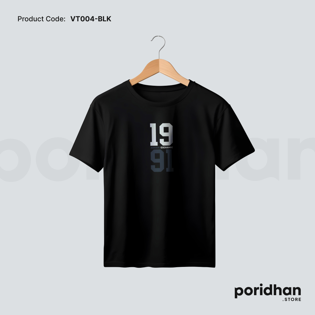 old school classic fit tee in black color for men by Poridhan Store