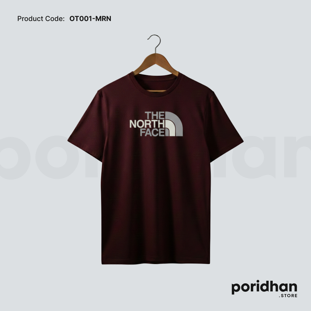 outdoor comfort essential tee in maroon color for men by Poridhan Store