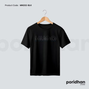 premium cotton minimal t shirt in black color for men by Poridhan Store