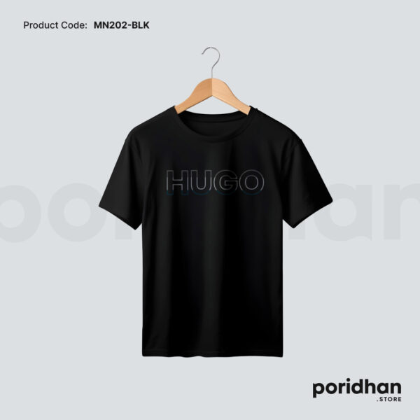 premium cotton minimal t shirt in black color for men by Poridhan Store