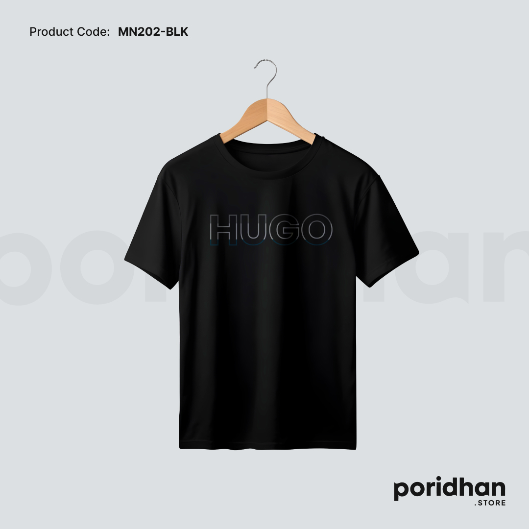 premium cotton minimal t shirt in black color for men by Poridhan Store