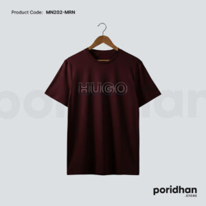 premium cotton minimal t shirt in maroon color for men by Poridhan Store