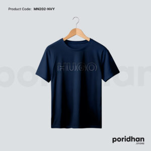 premium cotton minimal t shirt in navy blue color for men by Poridhan Store