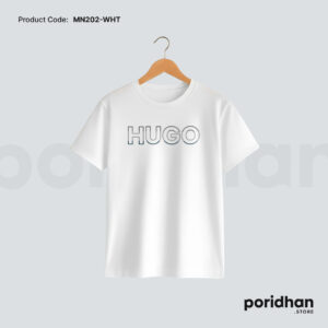 premium cotton minimal t shirt in white color for men by Poridhan Store