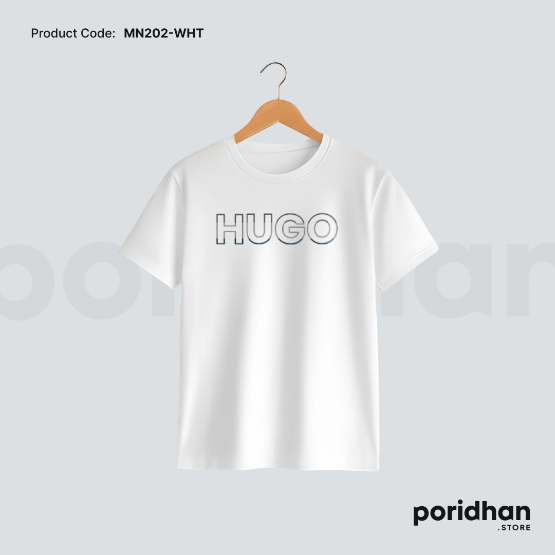 premium cotton minimal t shirt in white color for men by Poridhan Store