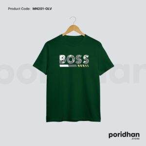 premium minimal denim inspired tee in dark green color for men by Poridhan Store
