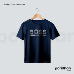 premium minimal denim inspired tee in navy blue color for men by Poridhan Store