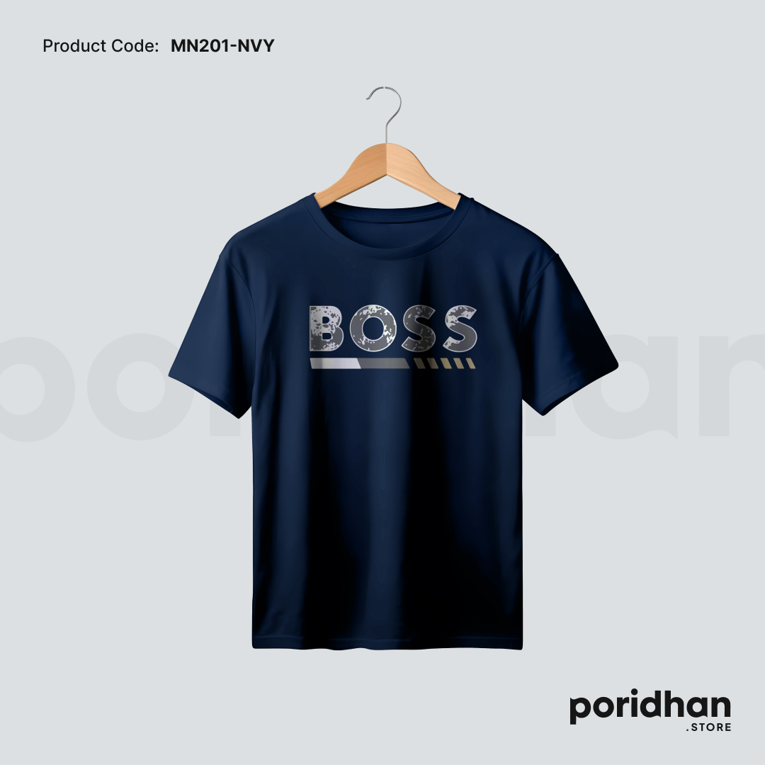 premium minimal denim inspired tee in navy blue color for men by Poridhan Store