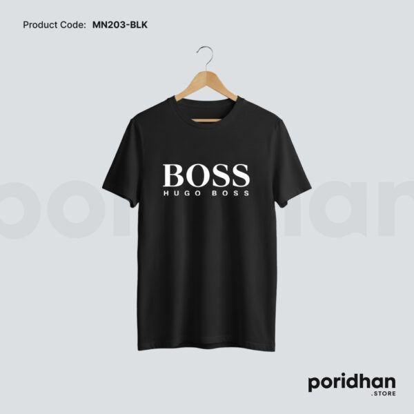 premium smart fit minimal t shirt in black color for men by Poridhan Store