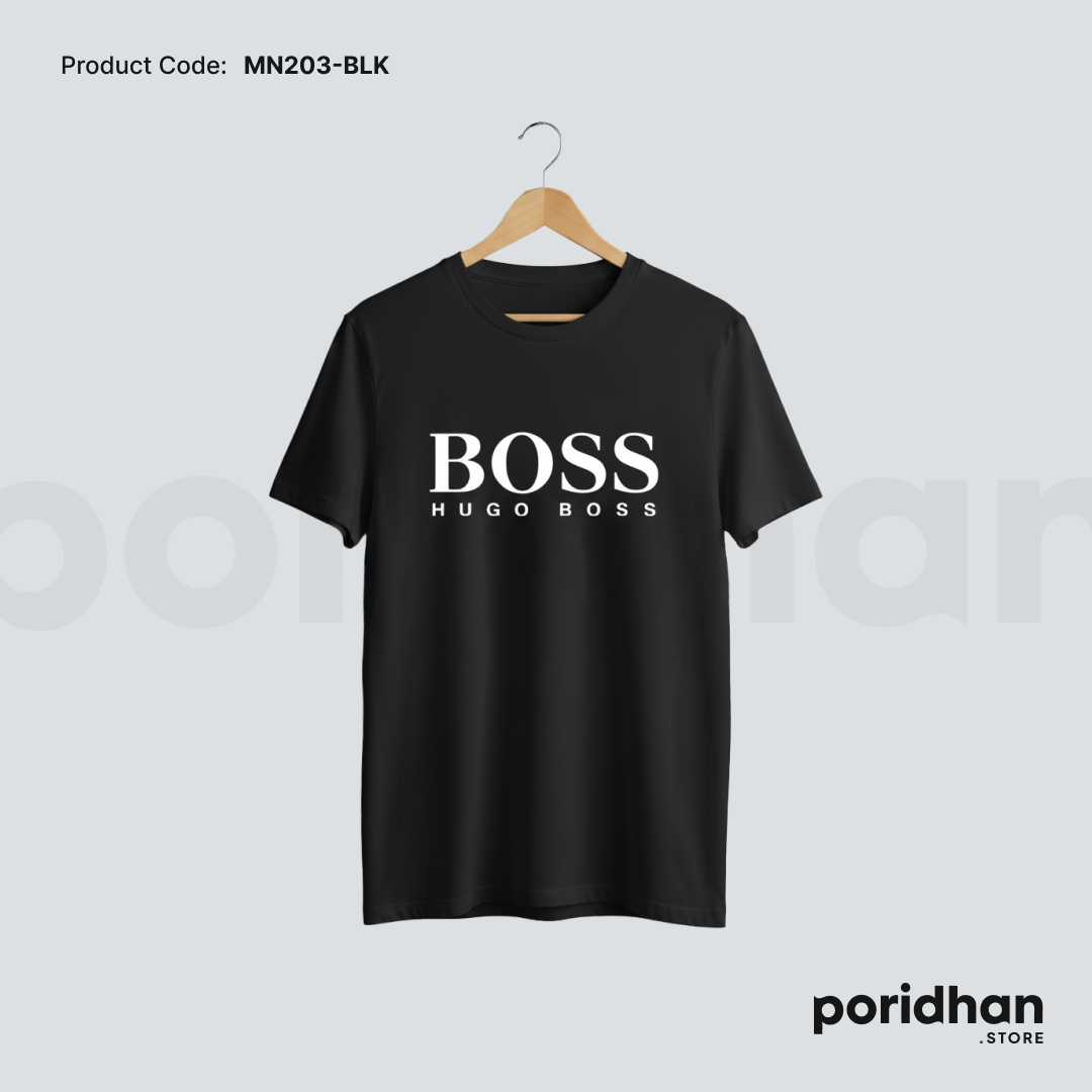 premium smart fit minimal t shirt in black color for men by Poridhan Store