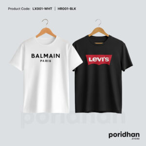 premium soft cotton duo set of black and white for men by Poridhan Store