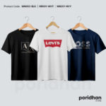 soft touch minimal 3-pack tee bundle of black & white and navy blue for men by Poridhan Store