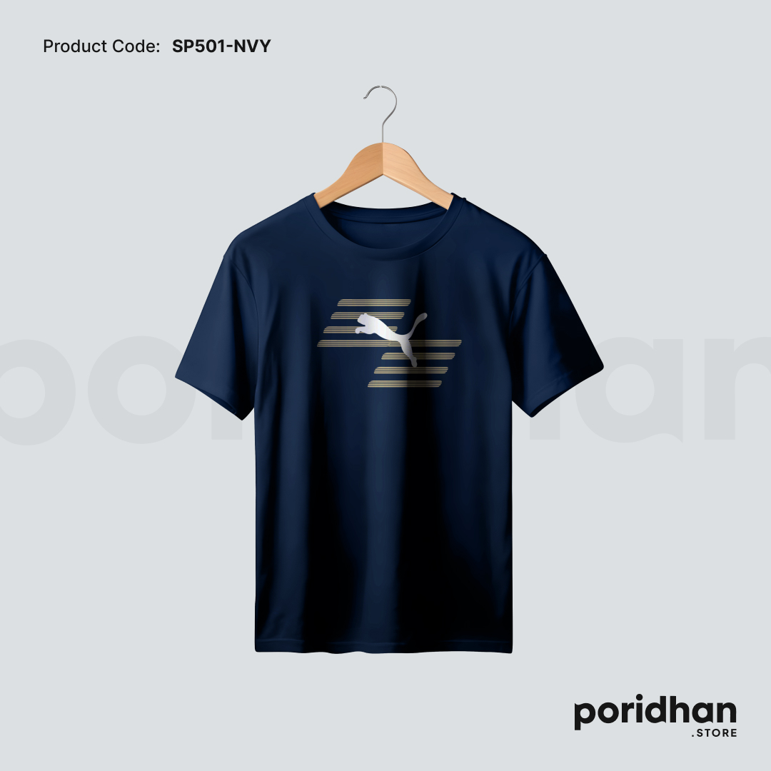 sport essential training tee in navy blue color for men by Poridhan Store