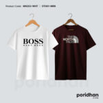 urban casual double tee set of maroon and white for men by Poridhan Store
