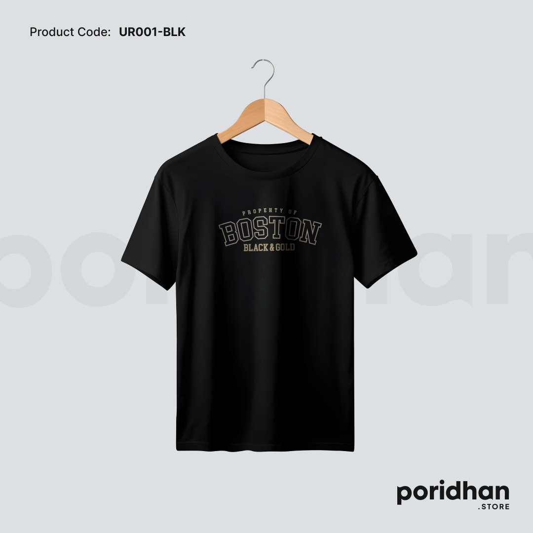 urban streetwear essential tee in black color for men by Poridhan Store