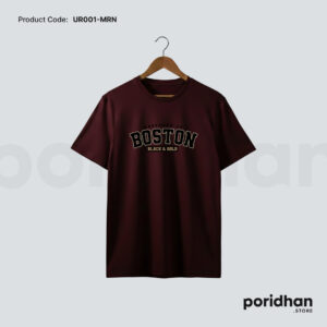 urban streetwear essential tee in maroon color for men by Poridhan Store