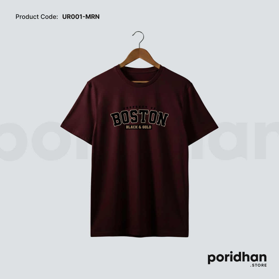 urban streetwear essential tee in maroon color for men by Poridhan Store