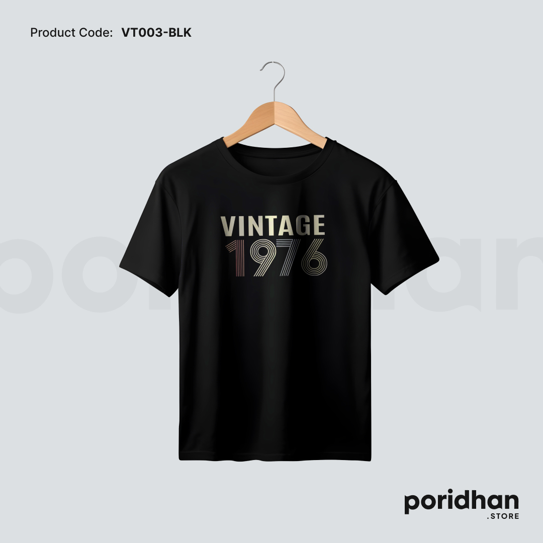 vintage everyday essential tee in black color for men by Poridhan Store