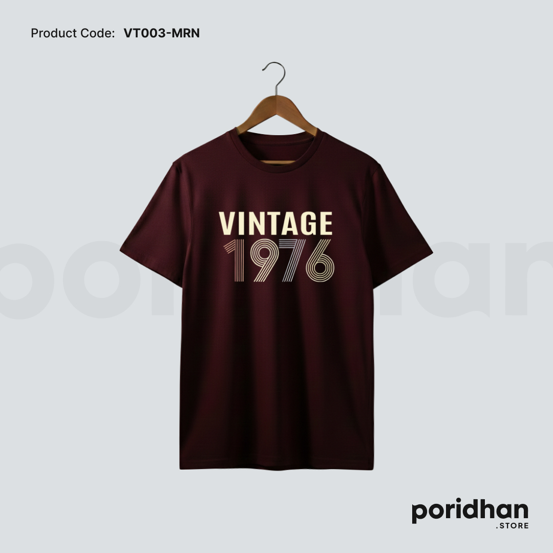 vintage everyday essential tee in maroon color for men by Poridhan Store