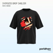 Black Monkey D. Luffy Ripped Wall oversized dropshoulder tshirt with